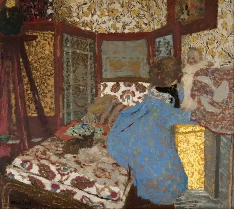 Donna in blu con un bambino - Édouard Vuillard