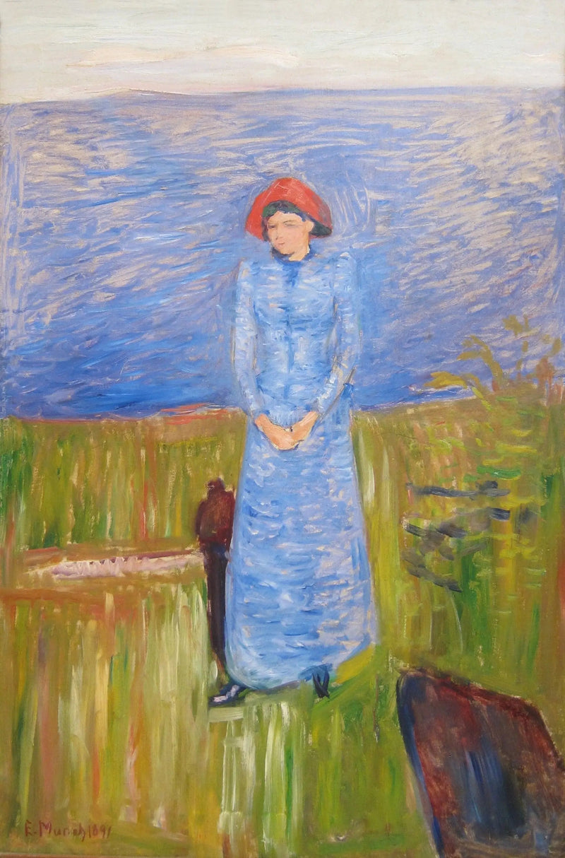 Donna in blu davanti a un'acqua blu - Edvard Munch