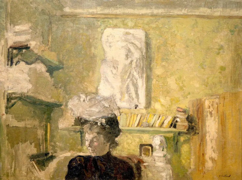 Donna con cappello davanti a un bassorilievo - Édouard Vuillard