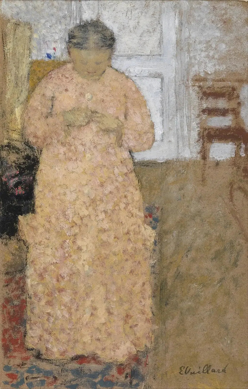Donna in rosa che tricotta - Édouard Vuillard