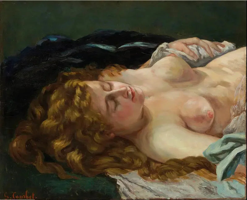Donna addormentata con capelli rossi - Gustave Courbet