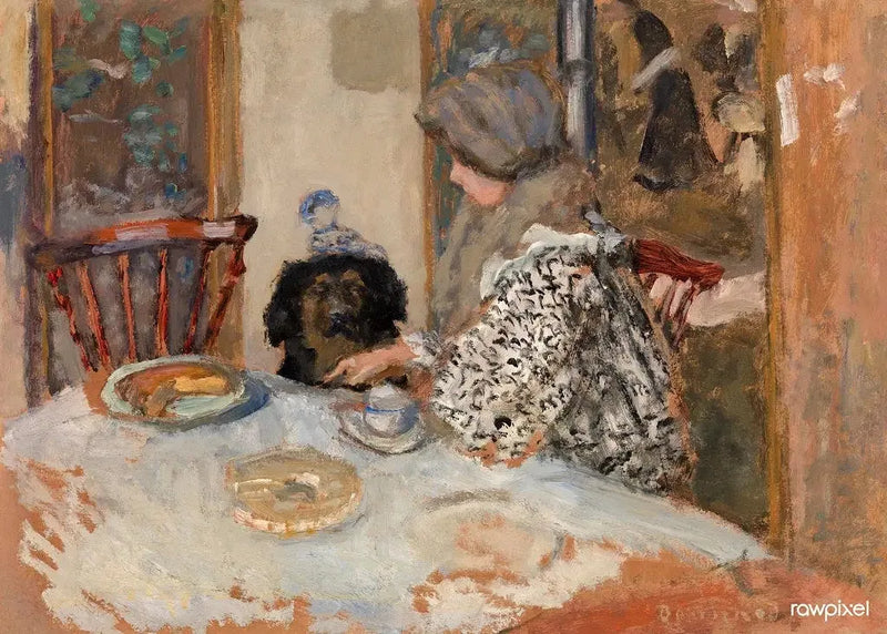 Donna e cane a tavola - Pierre Bonnard