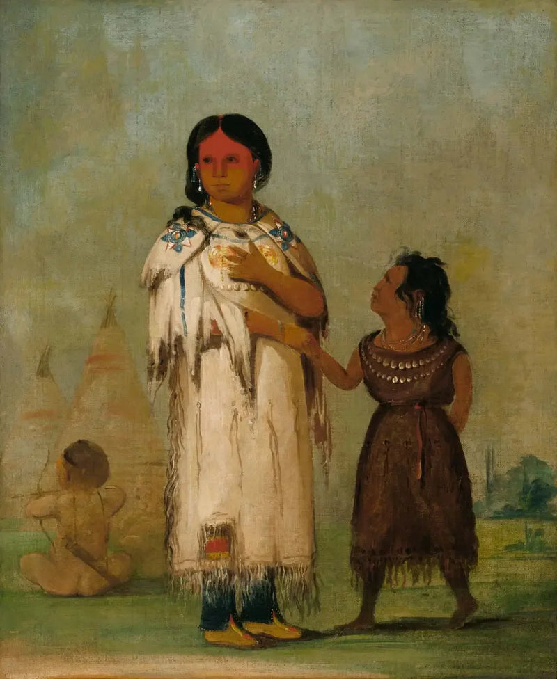 Donna e bambino assiniboine - George Catlin