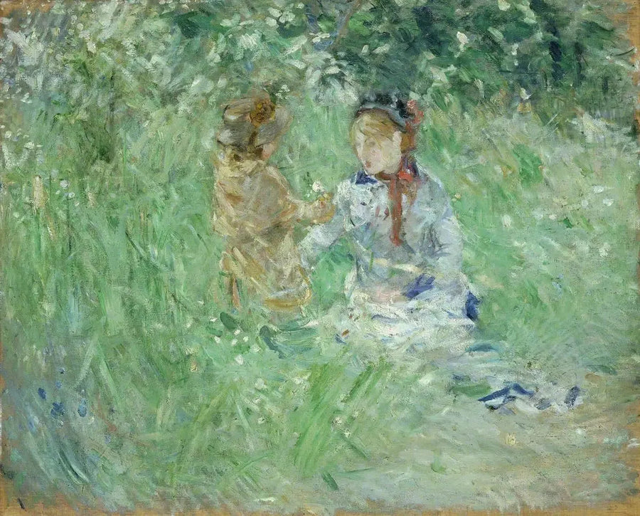 Donna e bambino in un prato a Bougival - Berthe Morisot