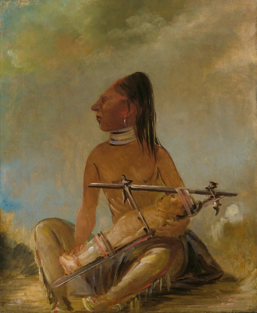 Donna e bambino, montrant comment les têtes des enfants sont aplaties - George Catlin