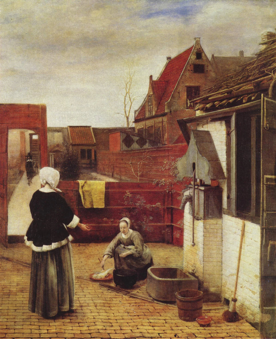 Une femme et sa servante dans une cour - Pieter de Hooch