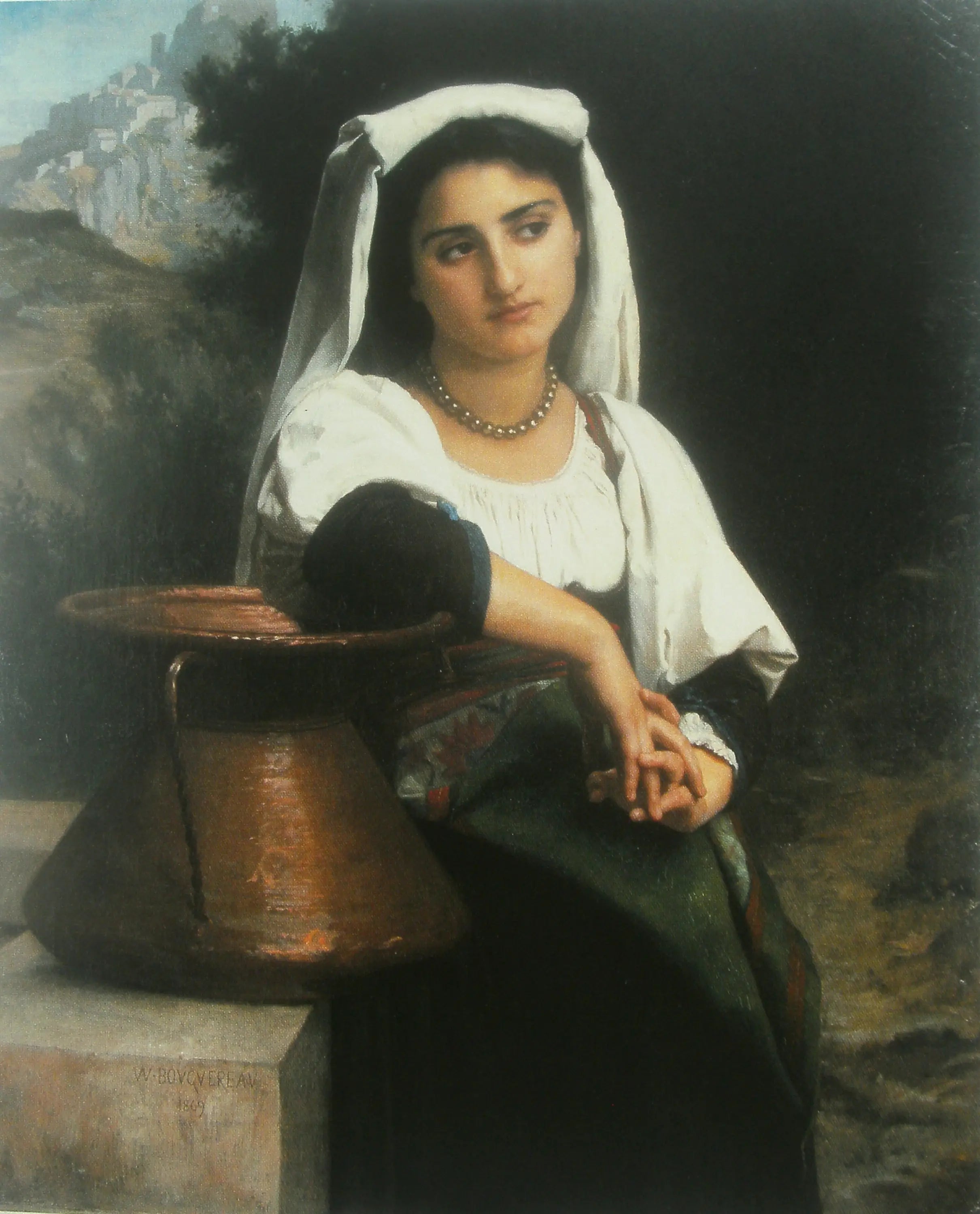Reproduction du tableau « Femme italienne à la fontaine - Bouguereau » par Alpha Reproduction en peinture à l’huile