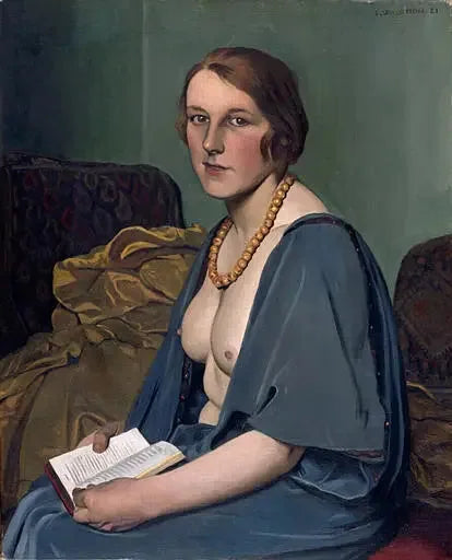 Femme lisant seins nus - Félix Vallotton image 1 reproduction de peinture à l’huile