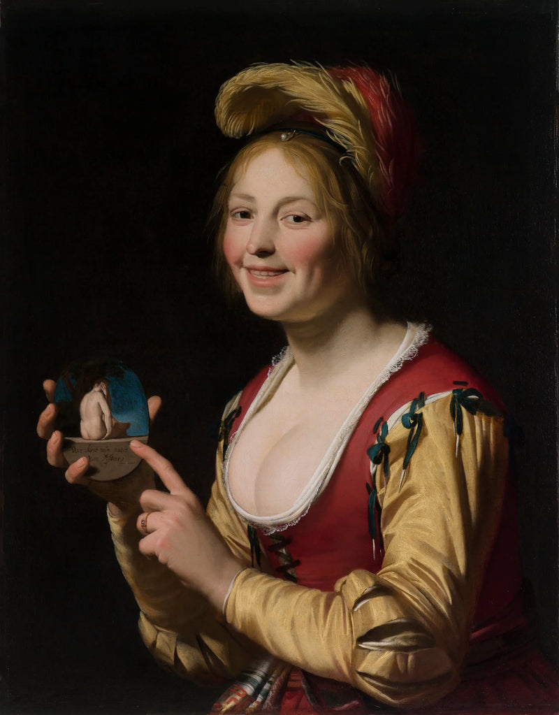 Donna che mostra un oggetto osceno - Gerrit van Honthorst