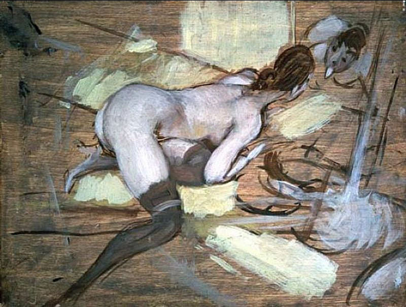 Donna nuda sdraiata su cuscini gialli - Giovanni Boldini