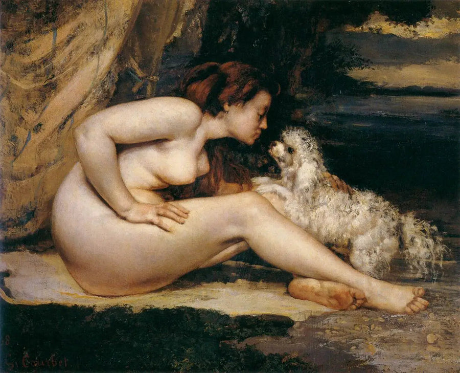 Donna nuda con cane - Gustave Courbet