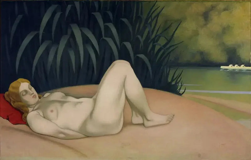 Donna nuda addormentata sul bordo dell'acqua - Félix Vallotton