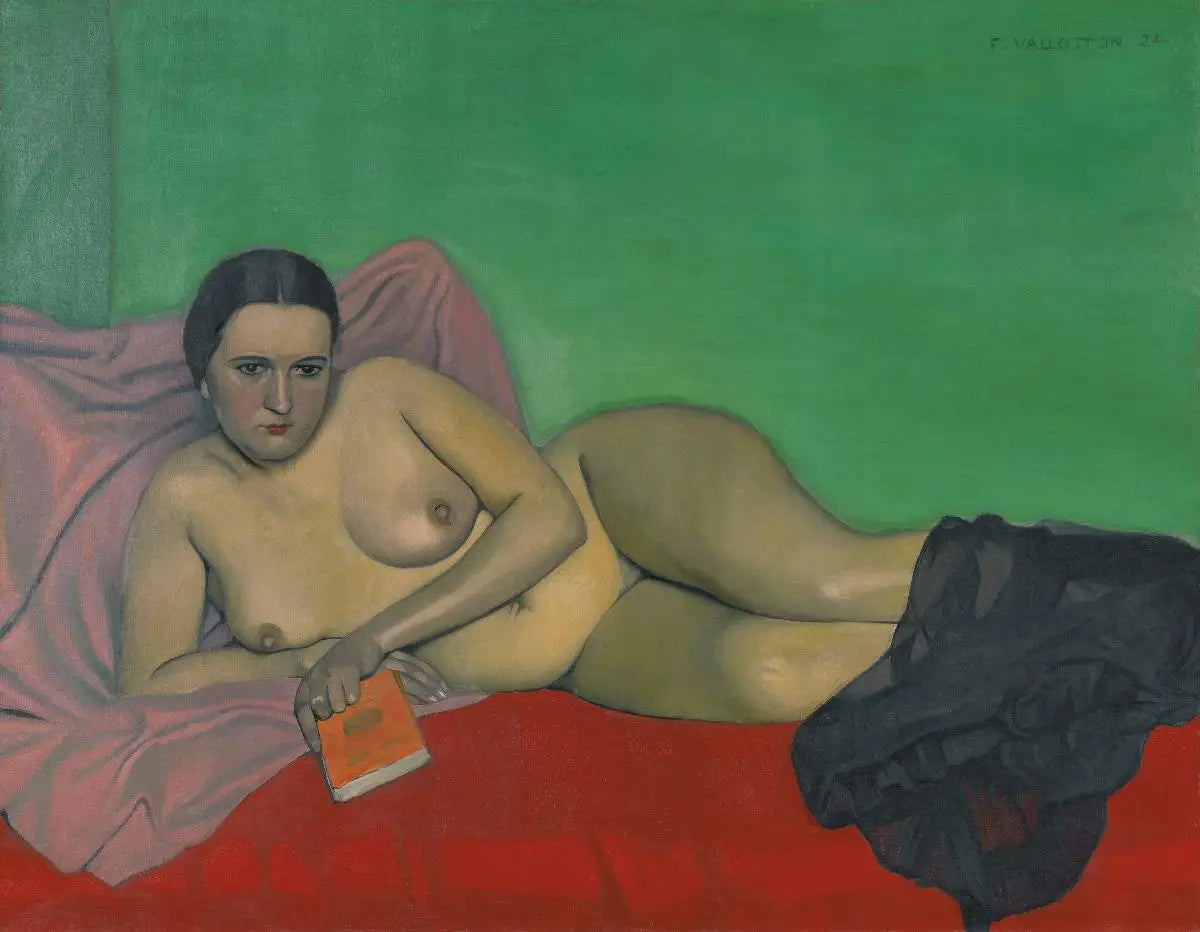 Femme nue tenant un livre - Félix Vallotton image 1 copie de tableau peinte à la main