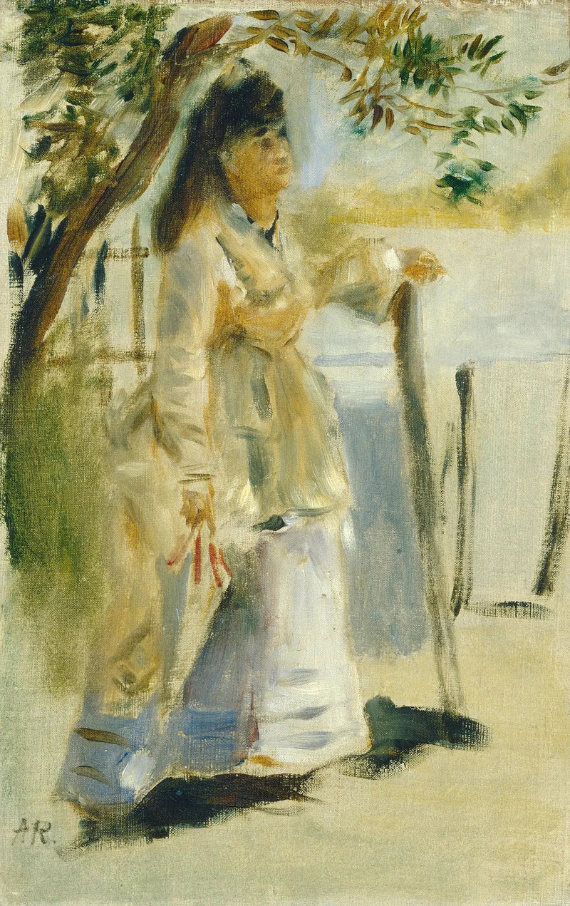 Donna vicino a una recinzione - Pierre-Auguste Renoir