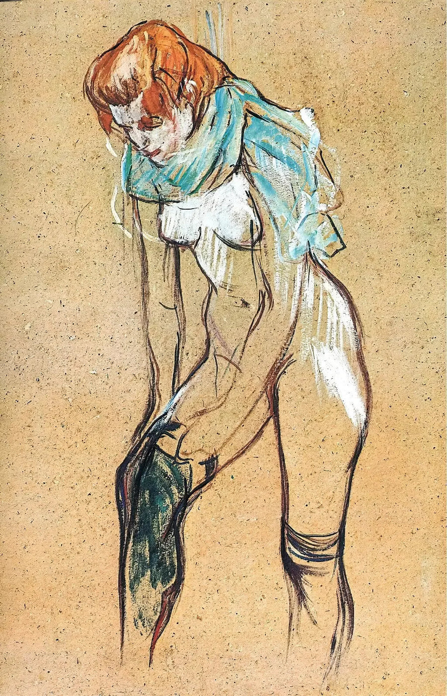 Donna che tira la sua calza - Henri de Toulouse-Lautrec