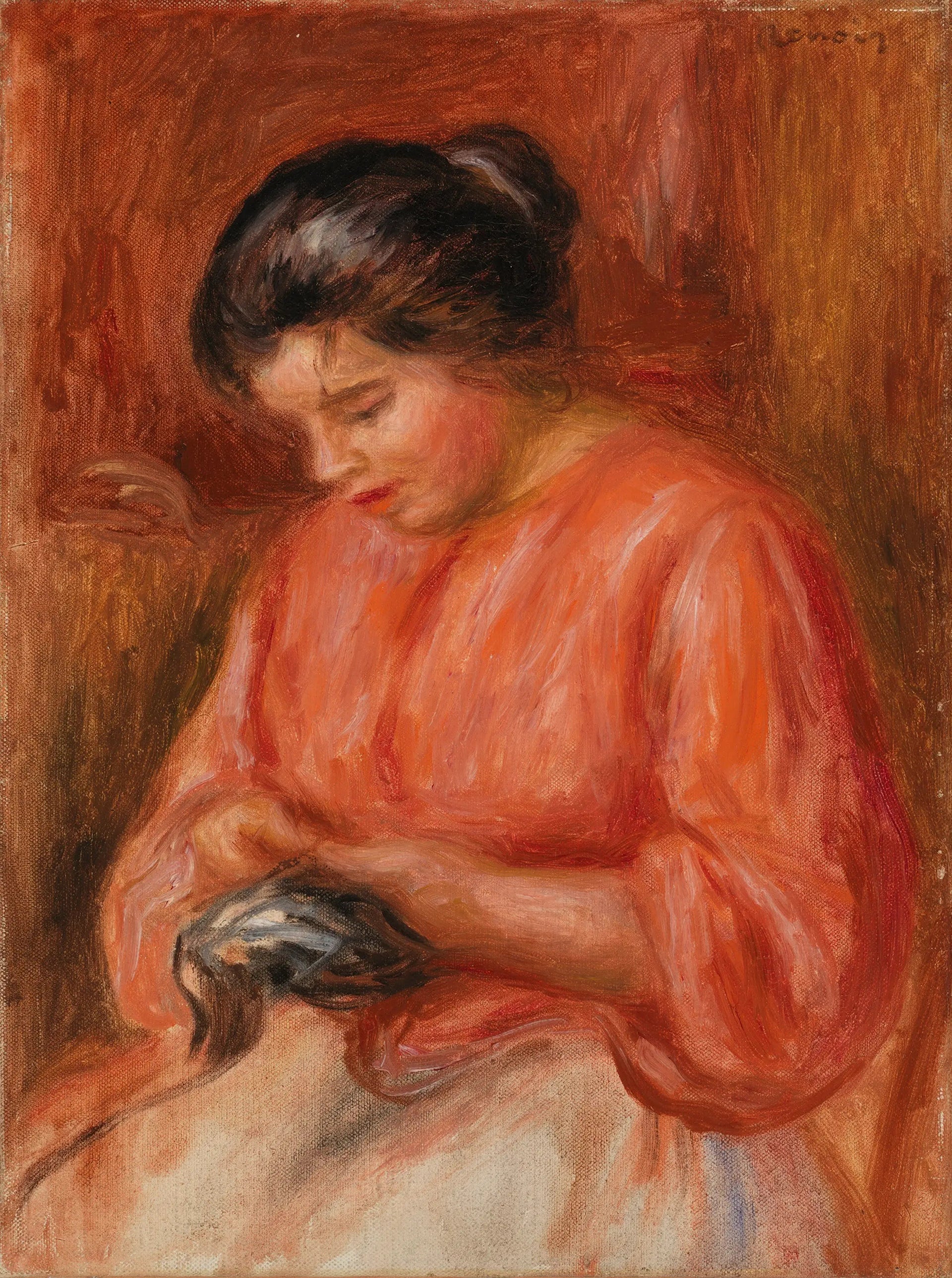 Femme reprenante - Pierre-Auguste Renoir image 1 tableau peint à l’huile sur toile