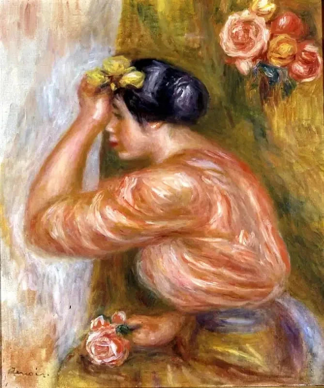 Donna con la rosa davanti allo specchio - Pierre-Auguste Renoir