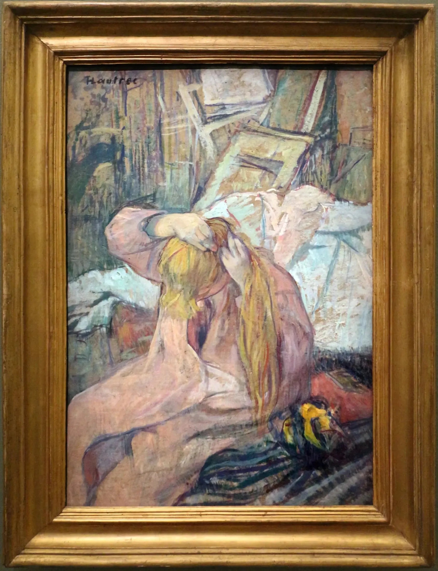 Femme se coiffe. Celle qui se peigne - Henri de Toulouse-Lautrec image 1 copie peinte à la main à l’huile
