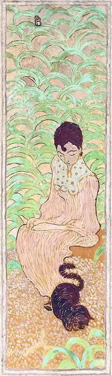 Donne nel giardino: donna seduta con gatto - Pierre Bonnard
