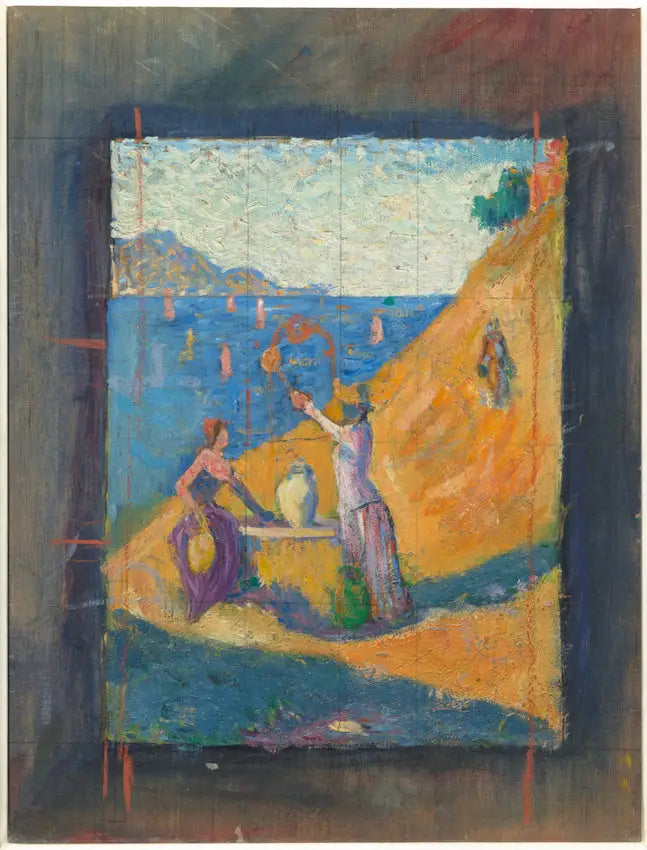 Donne al pozzo. Schizzo III ; Vista del porto di Saint-Tropez - Paul Signac