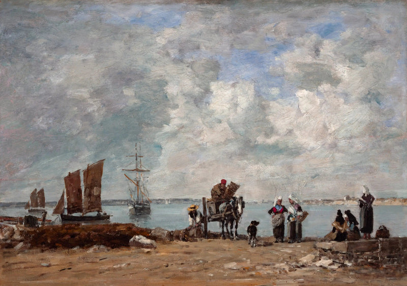 Donne di pescatori sulla riva del mare - Eugène Boudin