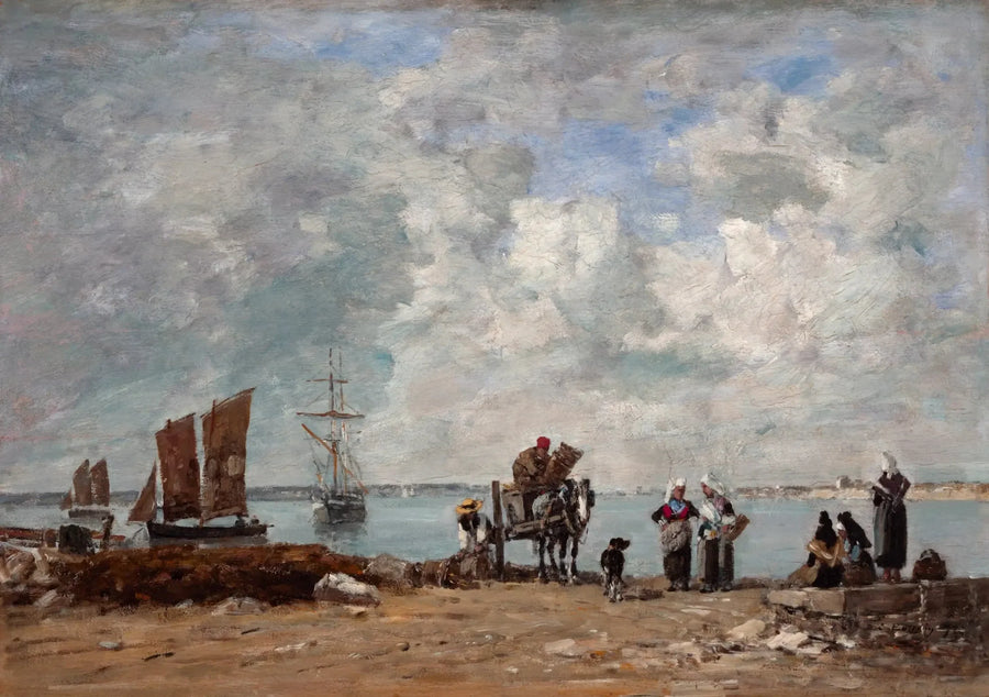 Donne di pescatori sulla riva del mare - Eugène Boudin