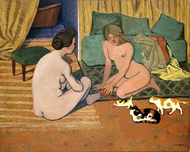Donne nude con gatti - Félix Vallotton
