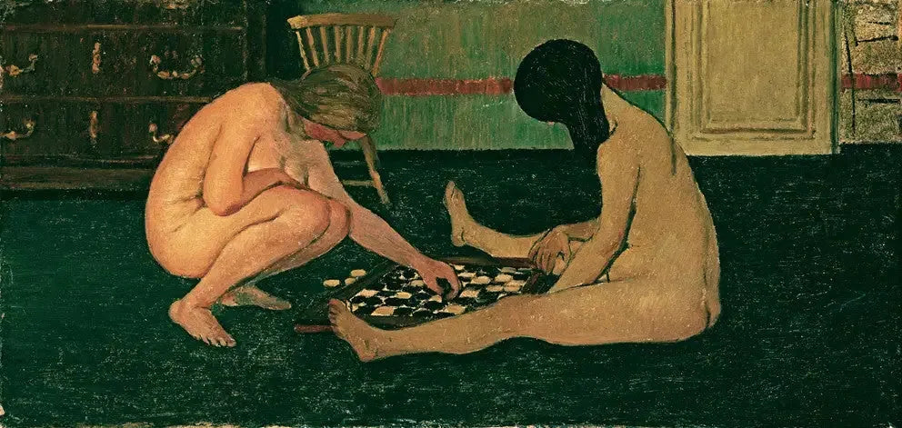 Femmes nues jouant aux dames - Félix Vallotton image 1 copie de tableau peinte à la main