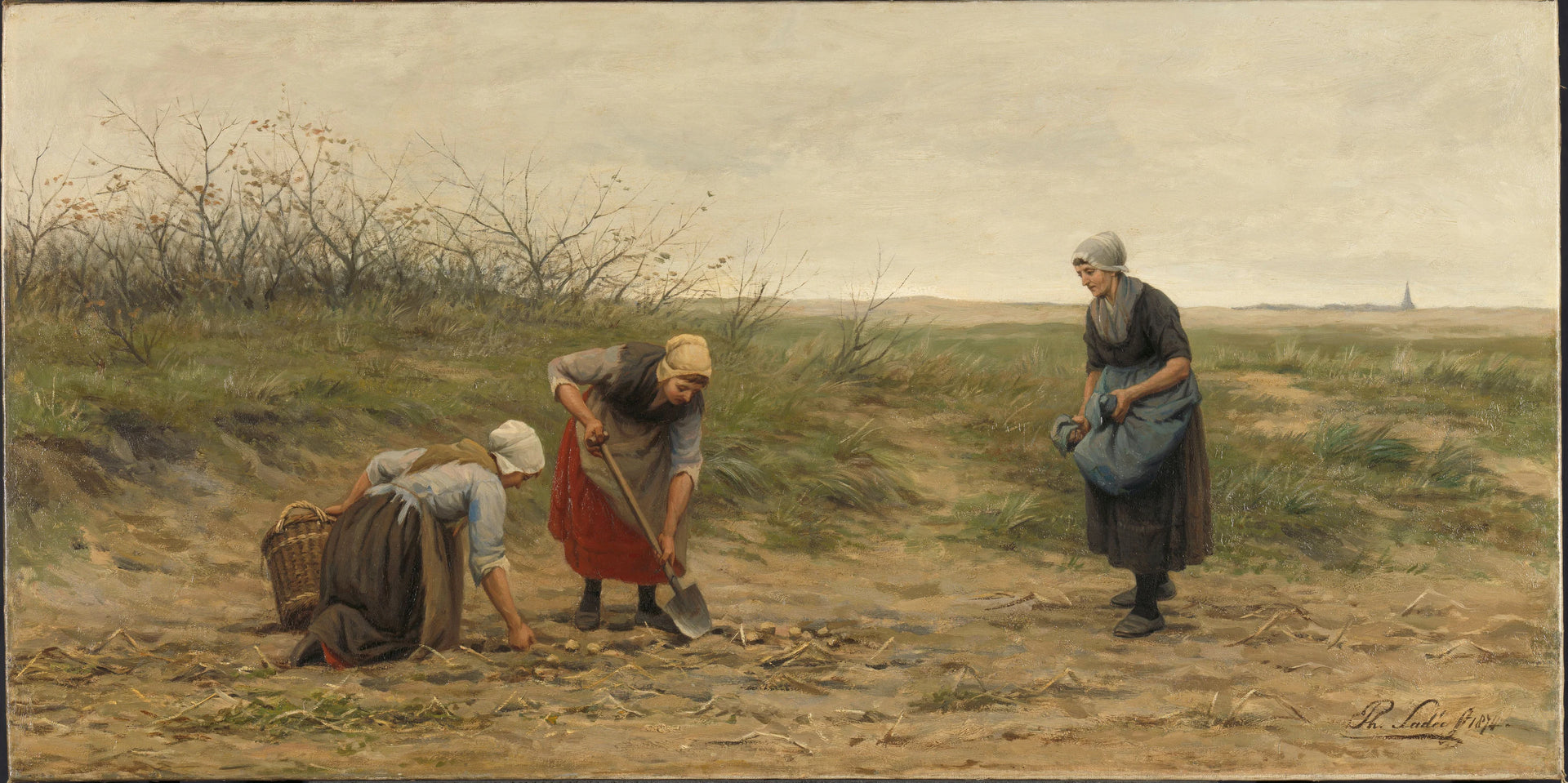 Femmes de Scheveningen lisant un champ de pommes de terre dégagé - Philip Sadée
