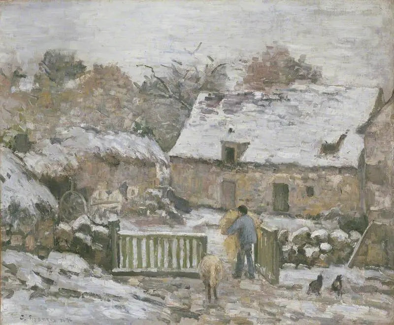 Fattoria a Montfoucault, effetto neve - Camille Pissarro