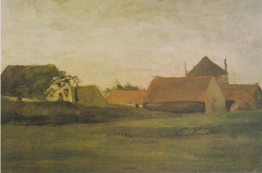 Fattorie a Loosduinen vicino all'Aia al crepuscolo - Vincent van Gogh