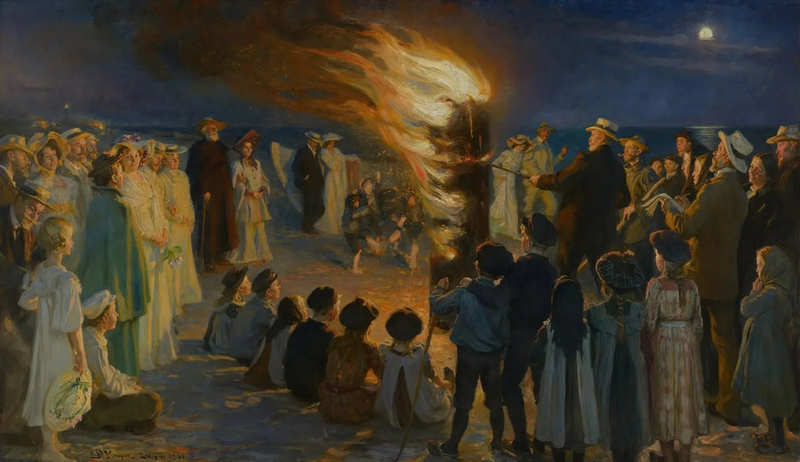 Fuochi d'artificio della notte di San Giovanni sulla spiaggia di Skagen - Peder Severin Krøyer