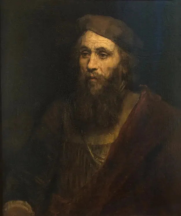 Figura a mezzo busto di un uomo con barba e berretto - Rembrandt