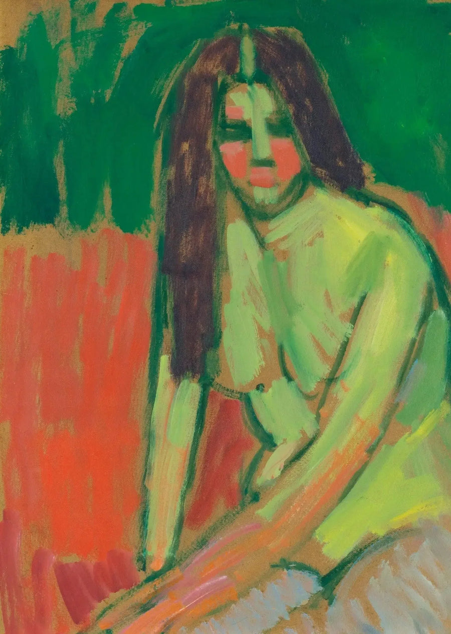 Figura semi nuda con capelli lunghi, seduta inclinata - Alexej von Jawlensky