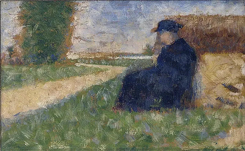 Figura massiccia in un paesaggio a Barbizon - Georges Seurat
