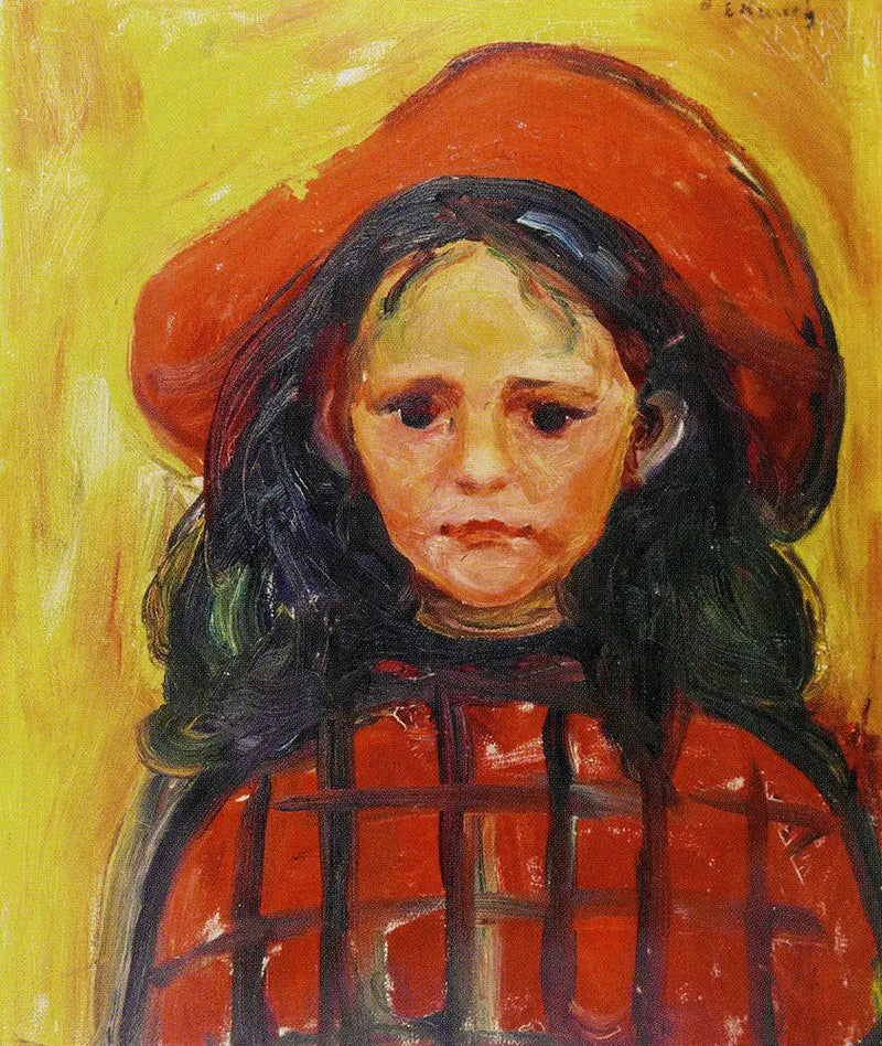 Ragazza con abito rosso e cappello rosso - Edvard Munch