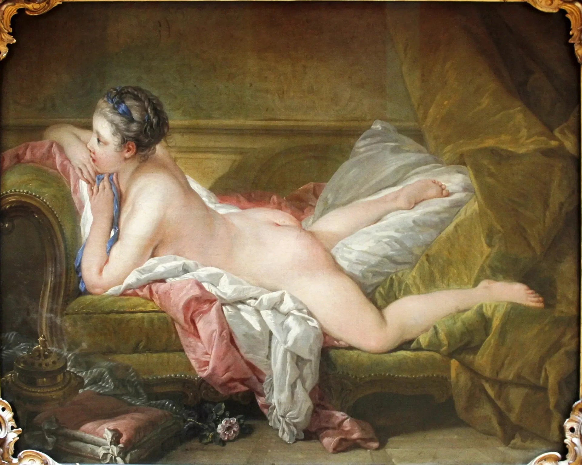 Fille allongée - François Boucher image 1 reproduction de peinture à l’huile