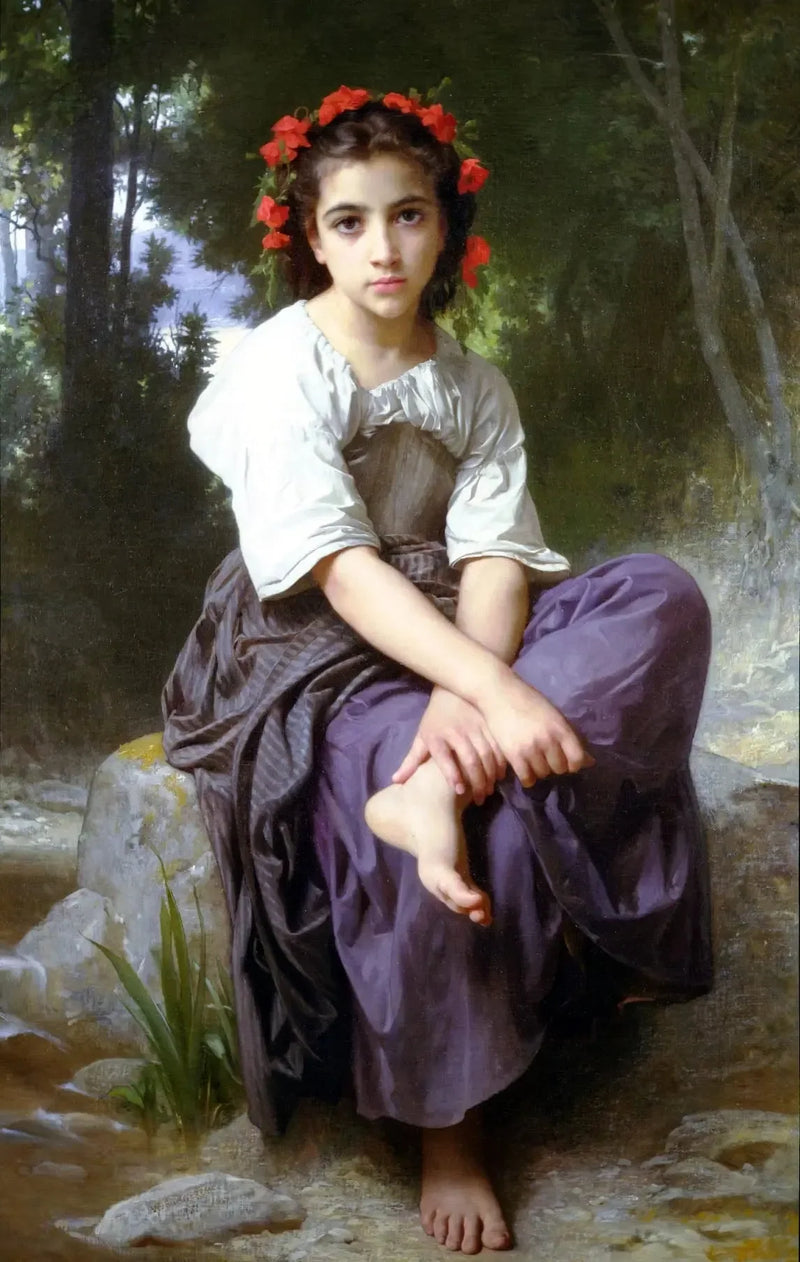 Ragazza seduta al bordo del fiume - Bouguereau