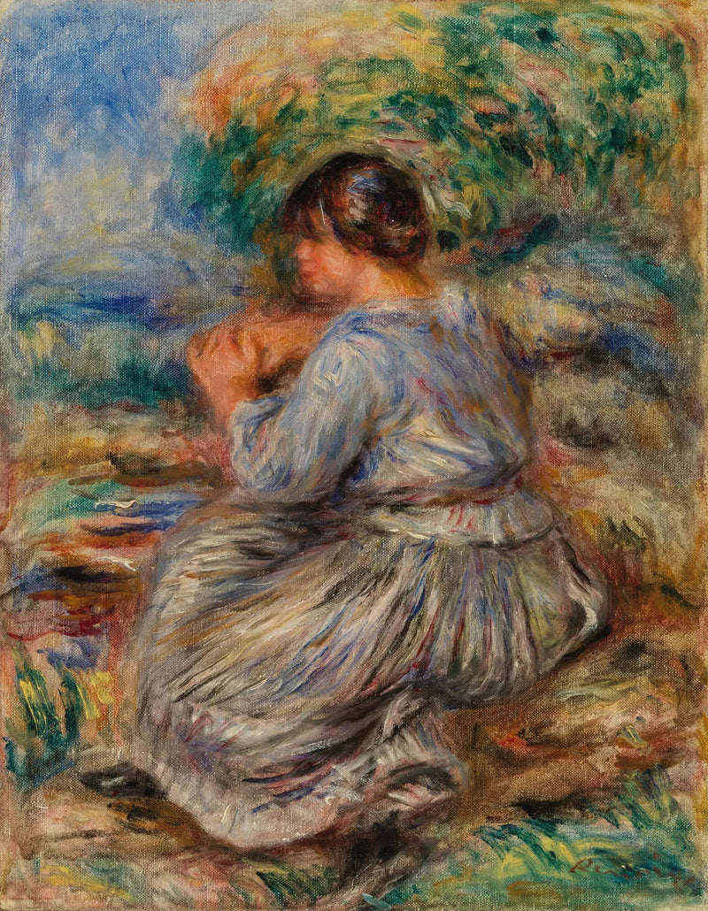 Ragazza seduta in un paesaggio (Giovane ragazza seduta in un giardino) - Pierre-Auguste Renoir
