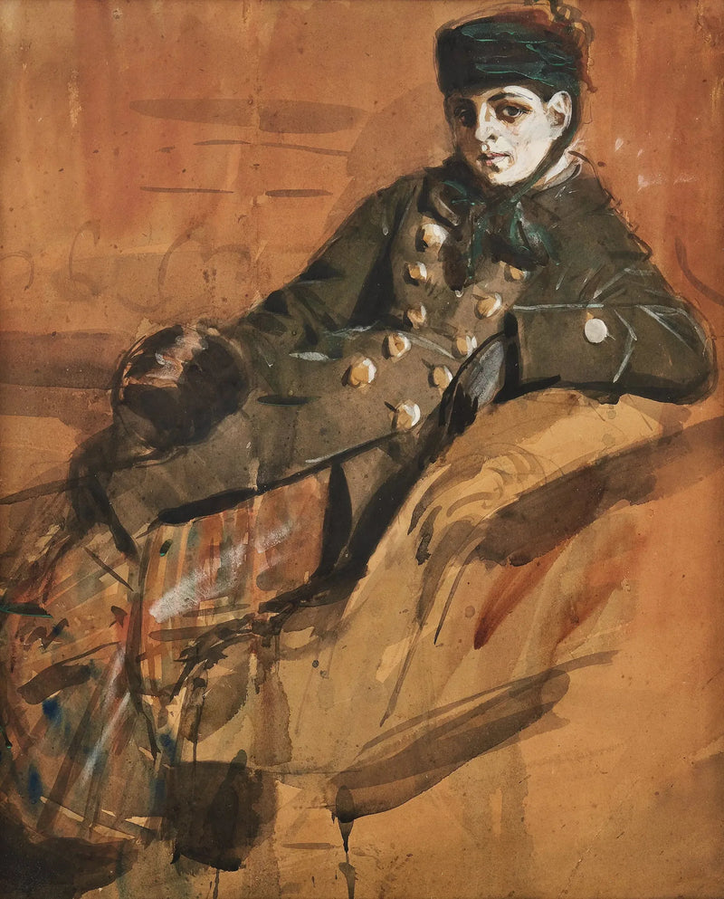Ragazza seduta in abiti da viaggio - Anders Zorn