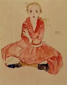 Ragazza seduta (Sitzendes Mädchen) - Egon Schiele