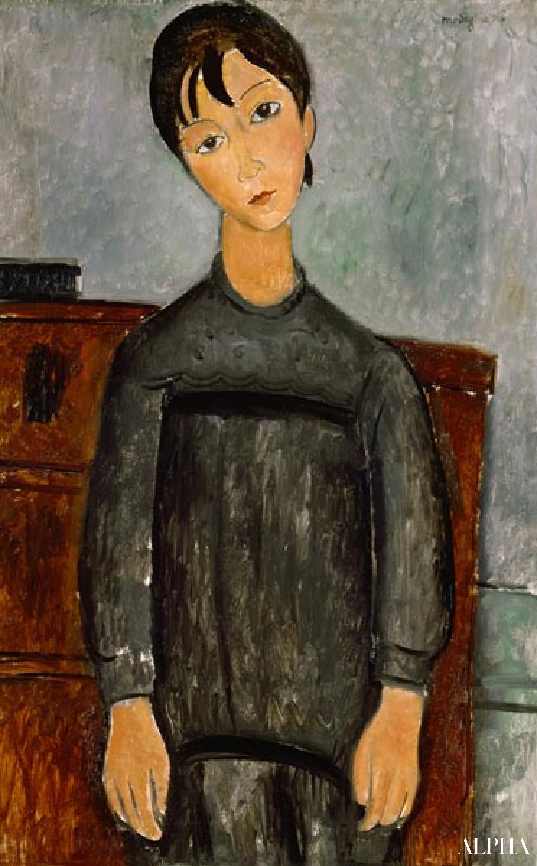 Ragazza con grembiule nero - Amedeo Modigliani - Riproduzioni di quadri e dipinti di alta gamma