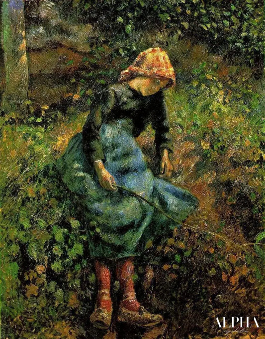 Fille avec un bâton - Camille Pissarro - Reproductions de tableaux et peintures haut de gamme