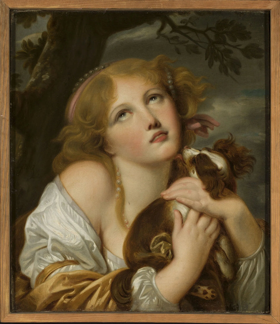 Ragazza con un cane tra le mani - Jean-Baptiste Greuze
