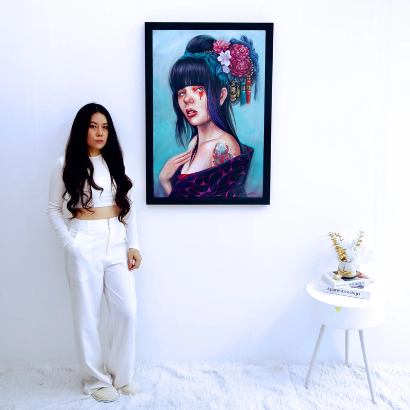 Ragazza con uno Chignon Floreale | Dimensioni: 60x90 cm