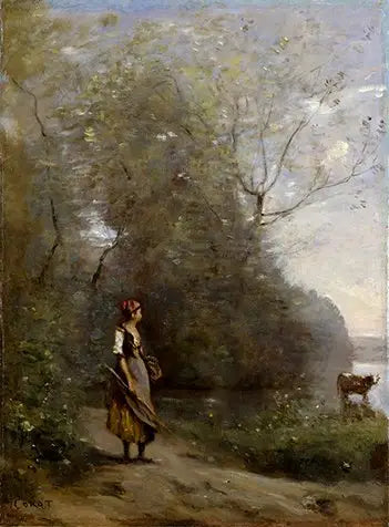 Ragazza in una foresta - Jean-Baptiste Camille Corot