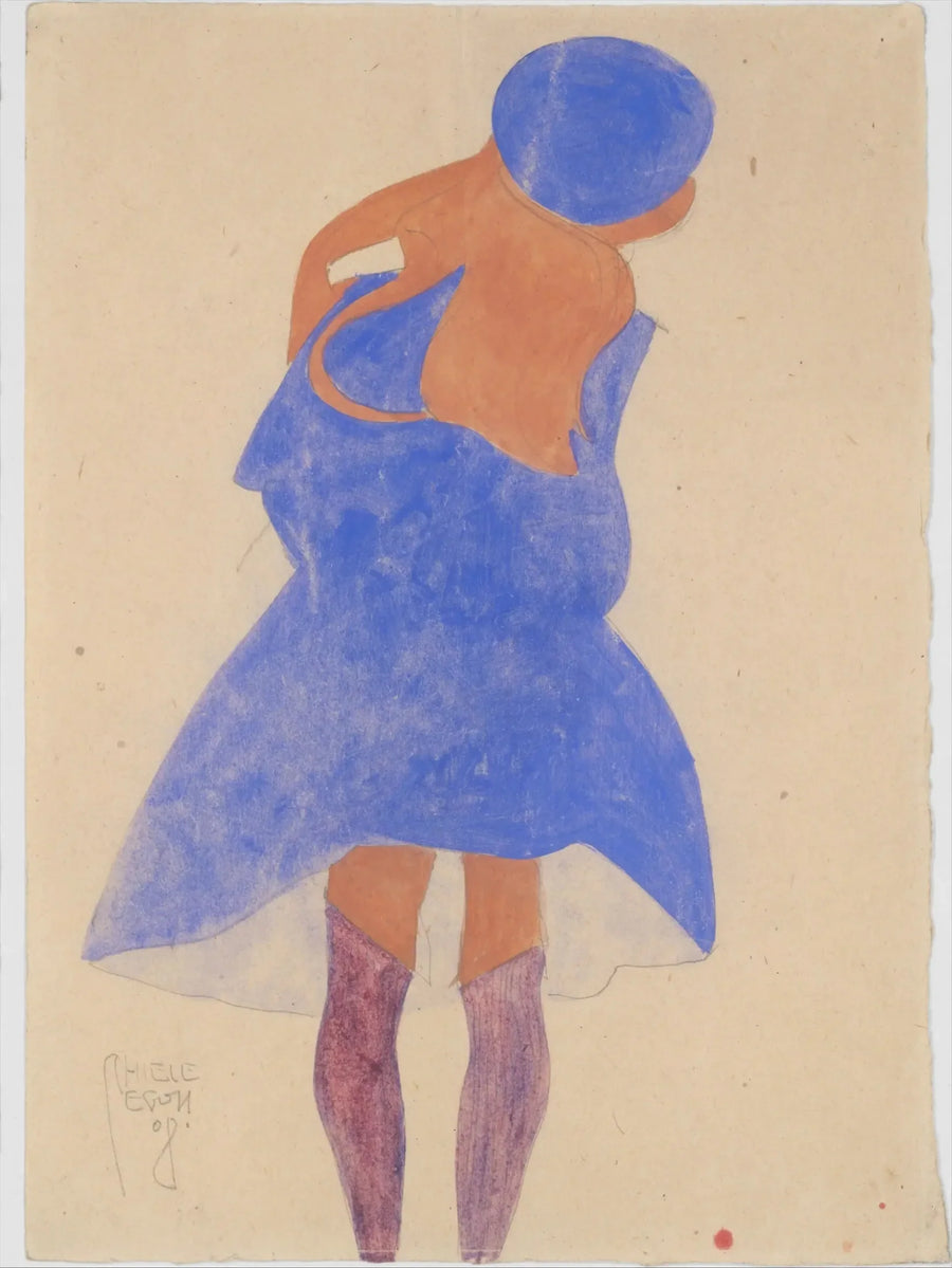 Ragazza in piedi, vista di spalle - Egon Schiele