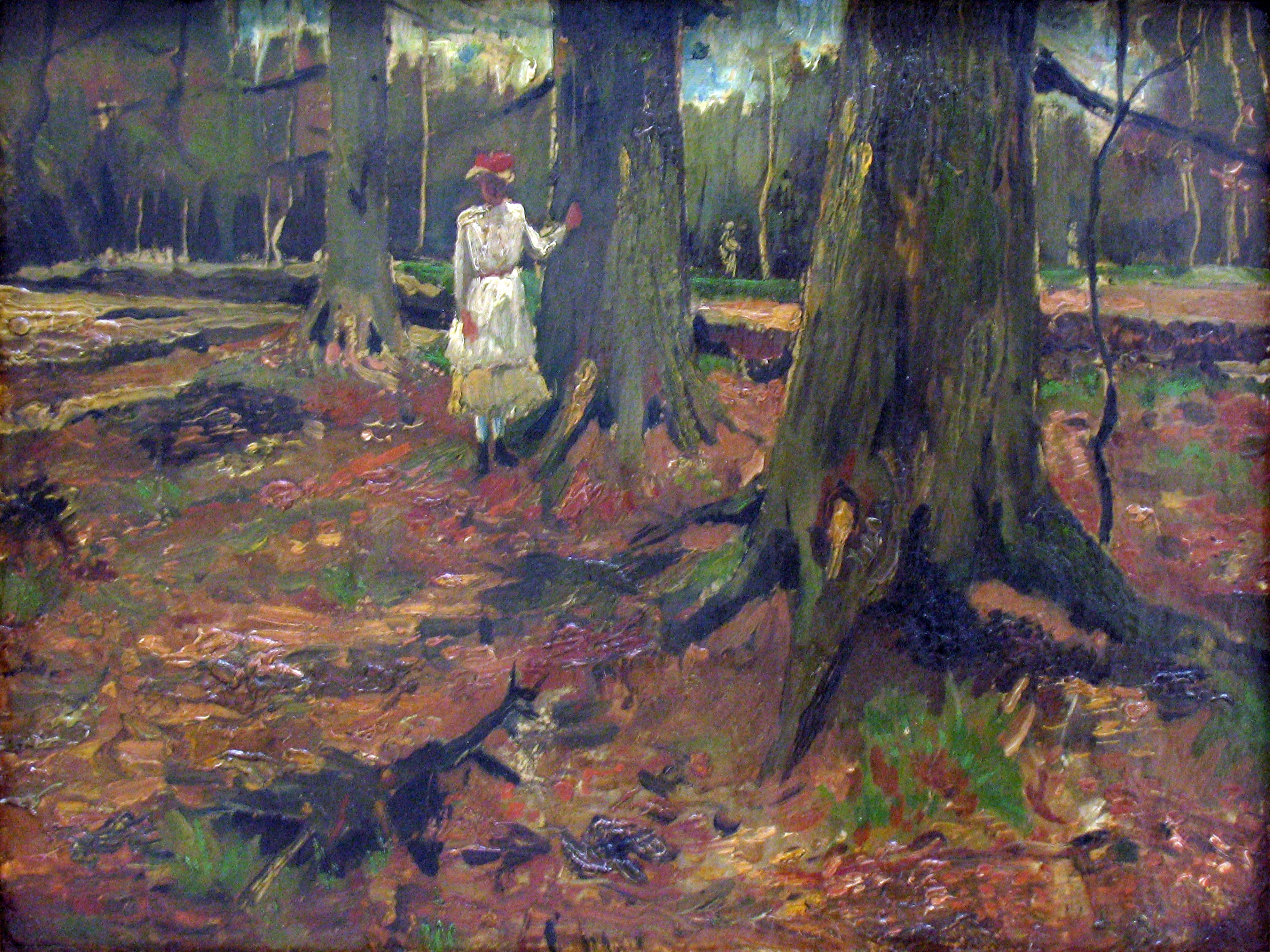 Reproduction du tableau « Fille en blanc dans les bois - Vincent van Gogh » par Alpha Reproduction en peinture à l’huile