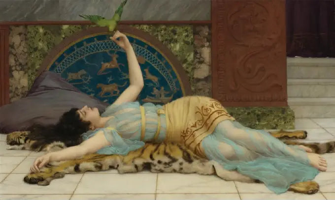Fille en bleu - John William Godward image 1 copie peinte à la main à l’huile