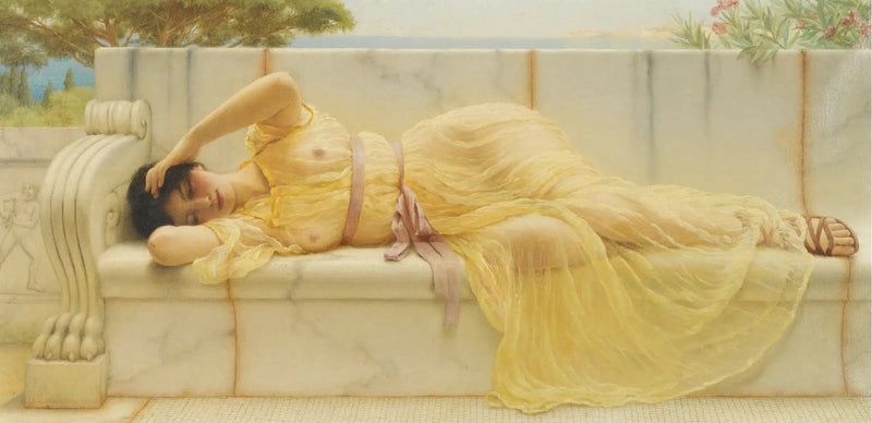 Ragazza in drapperie gialla - John William Godward